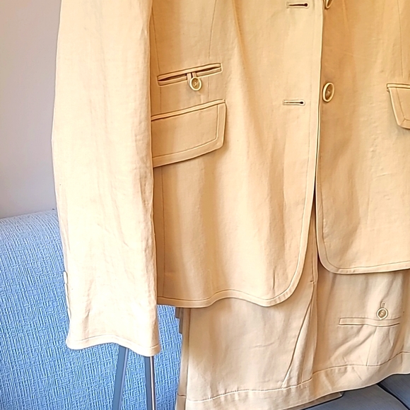 Talbots Cream Linen Suit, Lined Pantsuit, Jacket (14), Pants (16) - Picture 2 of 8